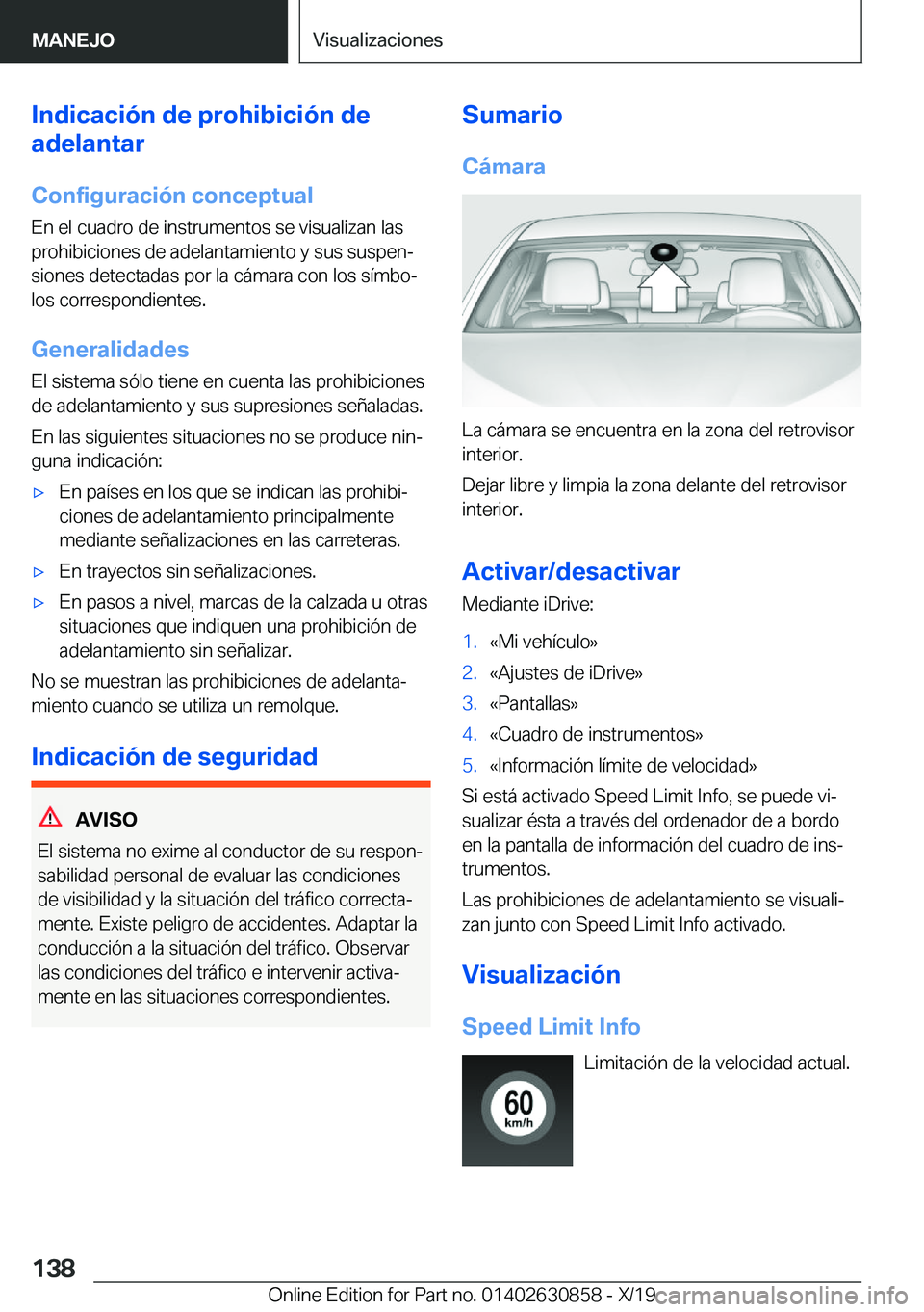 BMW 4 SERIES GRAN COUPE 2020  Manuales de Empleo (in Spanish) �I�n�d�i�c�a�c�i�
