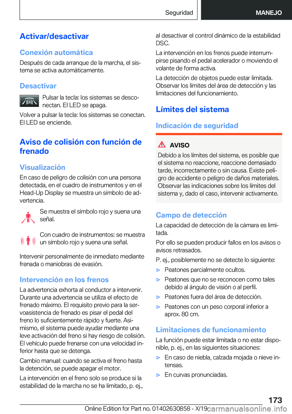 BMW 4 SERIES GRAN COUPE 2020  Manuales de Empleo (in Spanish) �A�c�t�i�v�a�r�/�d�e�s�a�c�t�i�v�a�r�C�o�n�e�x�i�