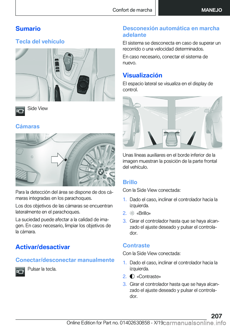 BMW 4 SERIES GRAN COUPE 2020  Manuales de Empleo (in Spanish) �S�u�m�a�r�i�o�T�e�c�l�a��d�e�l��v�e�h�