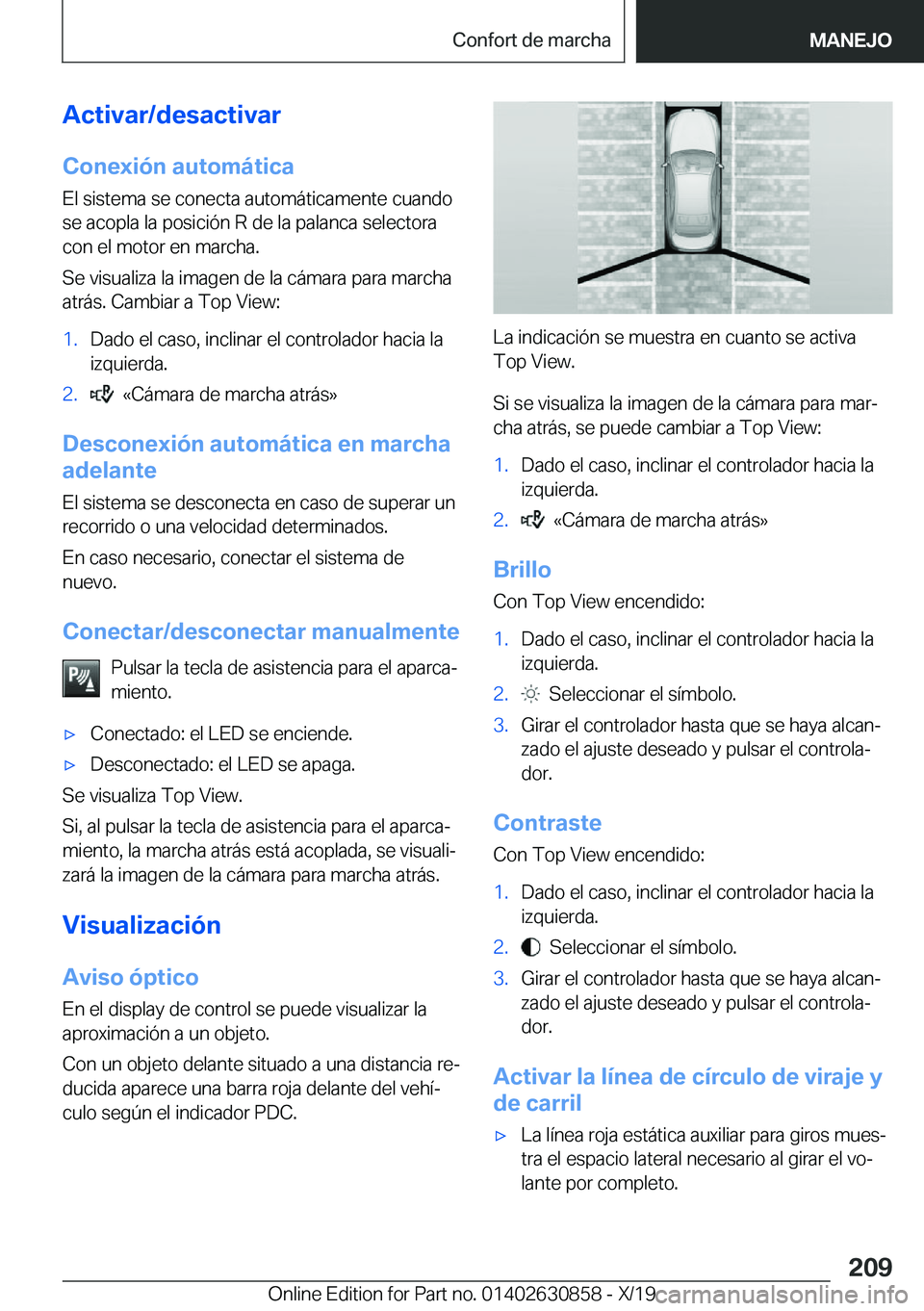 BMW 4 SERIES GRAN COUPE 2020  Manuales de Empleo (in Spanish) �A�c�t�i�v�a�r�/�d�e�s�a�c�t�i�v�a�r�C�o�n�e�x�i�