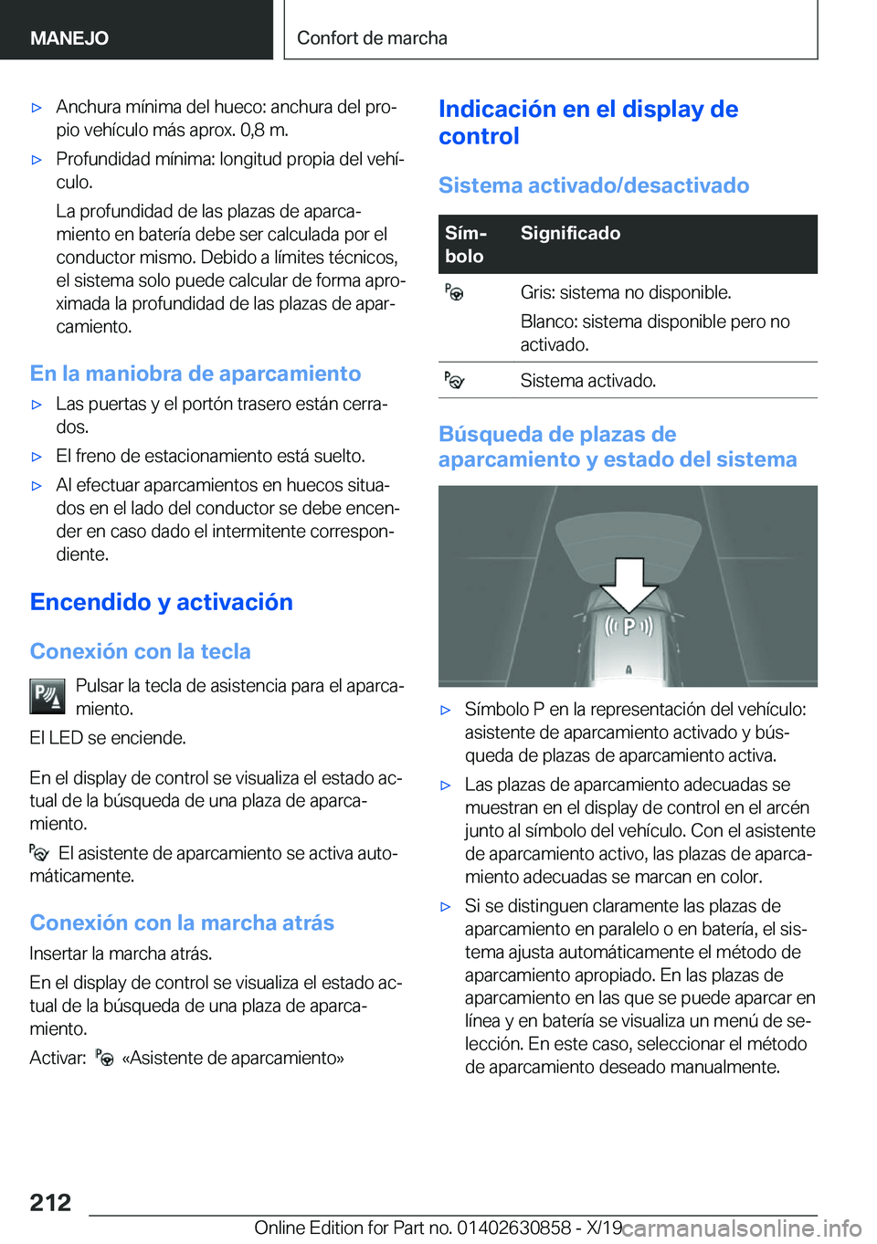 BMW 4 SERIES GRAN COUPE 2020  Manuales de Empleo (in Spanish) x�A�n�c�h�u�r�a��m�