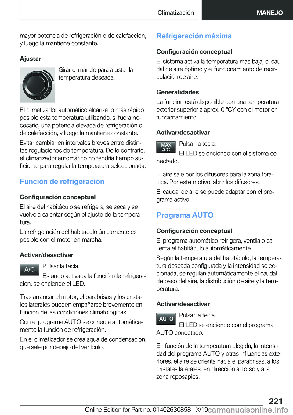 BMW 4 SERIES GRAN COUPE 2020  Manuales de Empleo (in Spanish) �m�a�y�o�r��p�o�t�e�n�c�i�a��d�e��r�e�f�r�i�g�e�r�a�c�i�