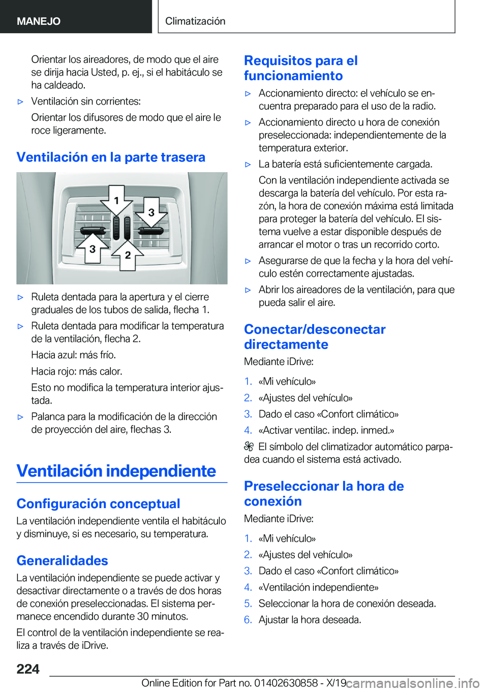 BMW 4 SERIES GRAN COUPE 2020  Manuales de Empleo (in Spanish) �O�r�i�e�n�t�a�r��l�o�s��a�i�r�e�a�d�o�r�e�s�,��d�e��m�o�d�o��q�u�e��e�l��a�i�r�e�s�e��d�i�r�i�j�a��h�a�c�i�a��U�s�t�e�d�,��p�.��e�j�.�,��s�i��e�l��h�a�b�i�t�