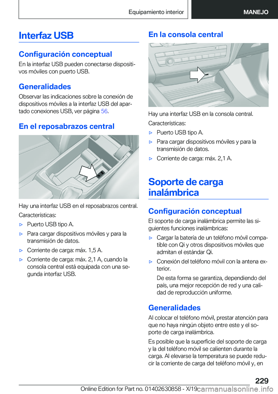 BMW 4 SERIES GRAN COUPE 2020  Manuales de Empleo (in Spanish) �I�n�t�e�r�f�a�z��U�S�B
�C�o�n�f�i�g�u�r�a�c�i�