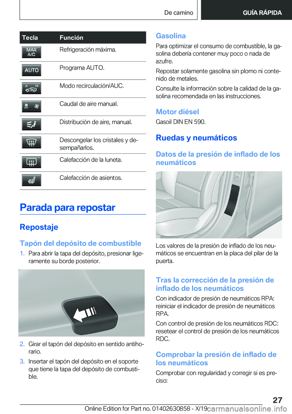 BMW 4 SERIES GRAN COUPE 2020  Manuales de Empleo (in Spanish) �T�e�c�l�a�F�u�n�c�i�