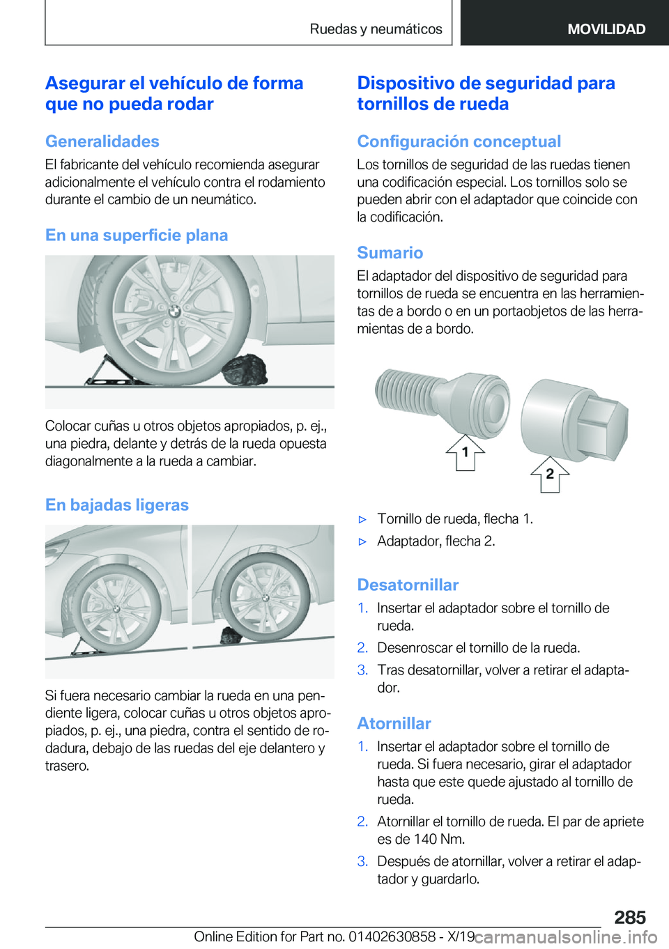 BMW 4 SERIES GRAN COUPE 2020  Manuales de Empleo (in Spanish) �A�s�e�g�u�r�a�r��e�l��v�e�h�