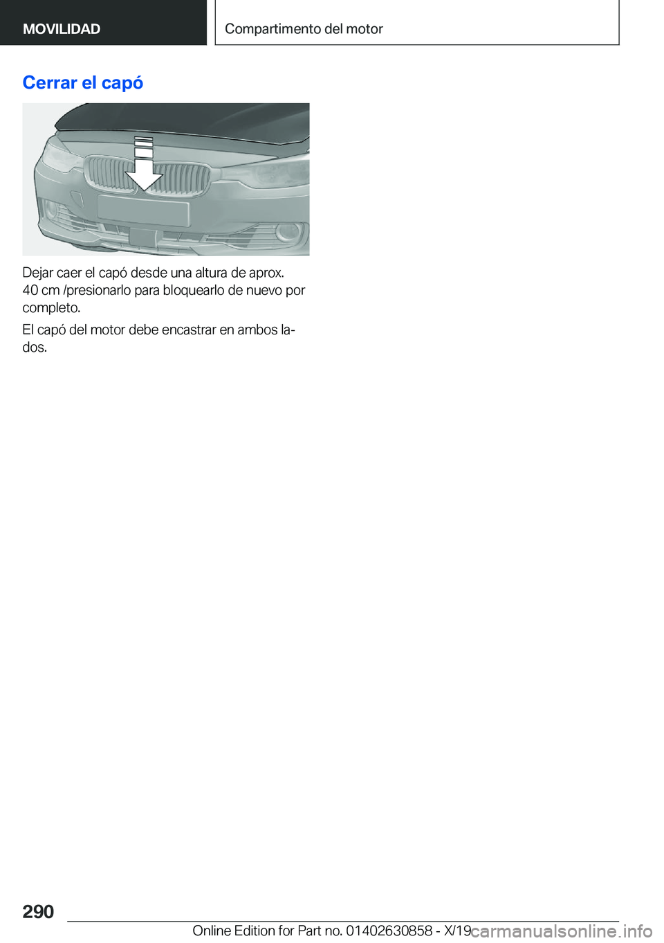 BMW 4 SERIES GRAN COUPE 2020  Manuales de Empleo (in Spanish) �C�e�r�r�a�r��e�l��c�a�p�