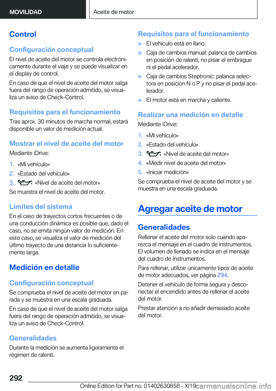 BMW 4 SERIES GRAN COUPE 2020  Manuales de Empleo (in Spanish) �C�o�n�t�r�o�l
�C�o�n�f�i�g�u�r�a�c�i�