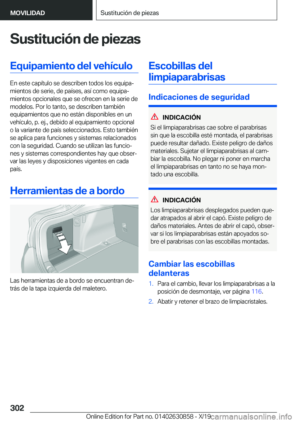 BMW 4 SERIES GRAN COUPE 2020  Manuales de Empleo (in Spanish) �S�u�s�t�i�t�u�c�i�