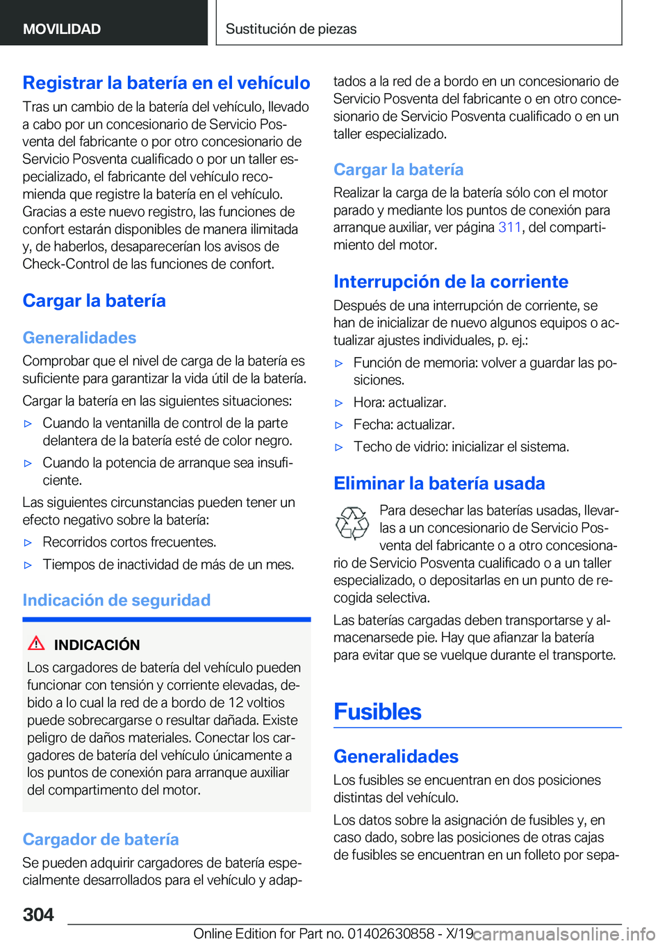 BMW 4 SERIES GRAN COUPE 2020  Manuales de Empleo (in Spanish) �R�e�g�i�s�t�r�a�r��l�a��b�a�t�e�r�