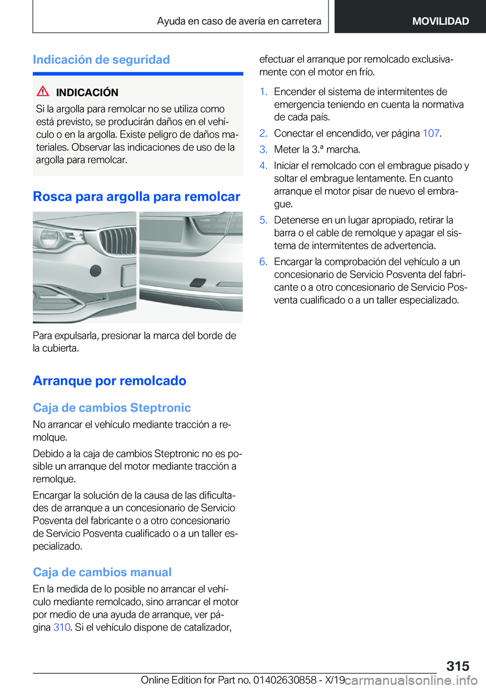 BMW 4 SERIES GRAN COUPE 2020  Manuales de Empleo (in Spanish) �I�n�d�i�c�a�c�i�