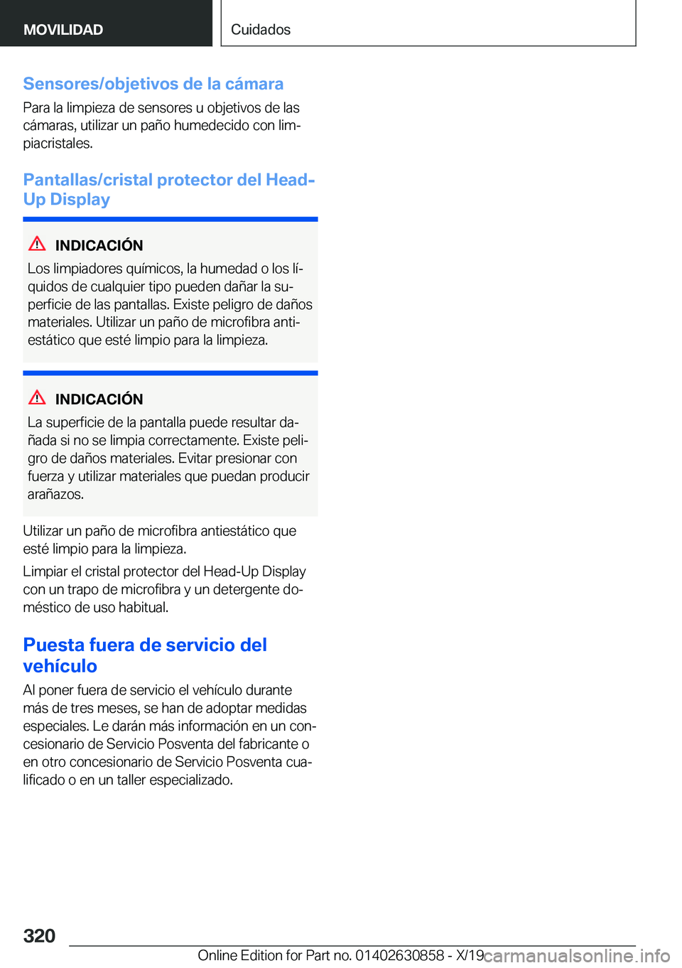 BMW 4 SERIES GRAN COUPE 2020  Manuales de Empleo (in Spanish) �S�e�n�s�o�r�e�s�/�o�b�j�e�t�i�v�o�s��d�e��l�a��c�