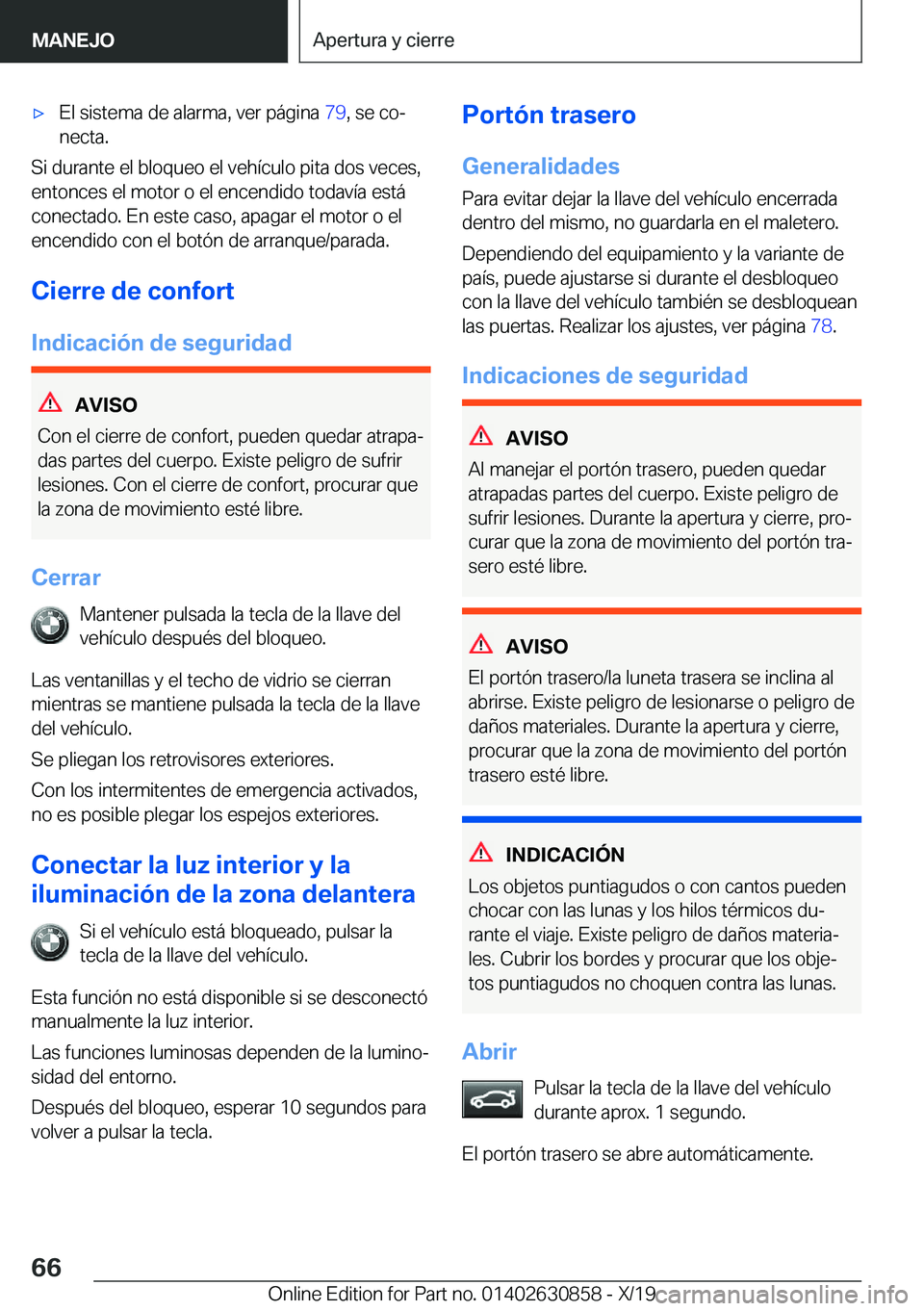 BMW 4 SERIES GRAN COUPE 2020  Manuales de Empleo (in Spanish) x�E�l��s�i�s�t�e�m�a��d�e��a�l�a�r�m�a�,��v�e�r��p�