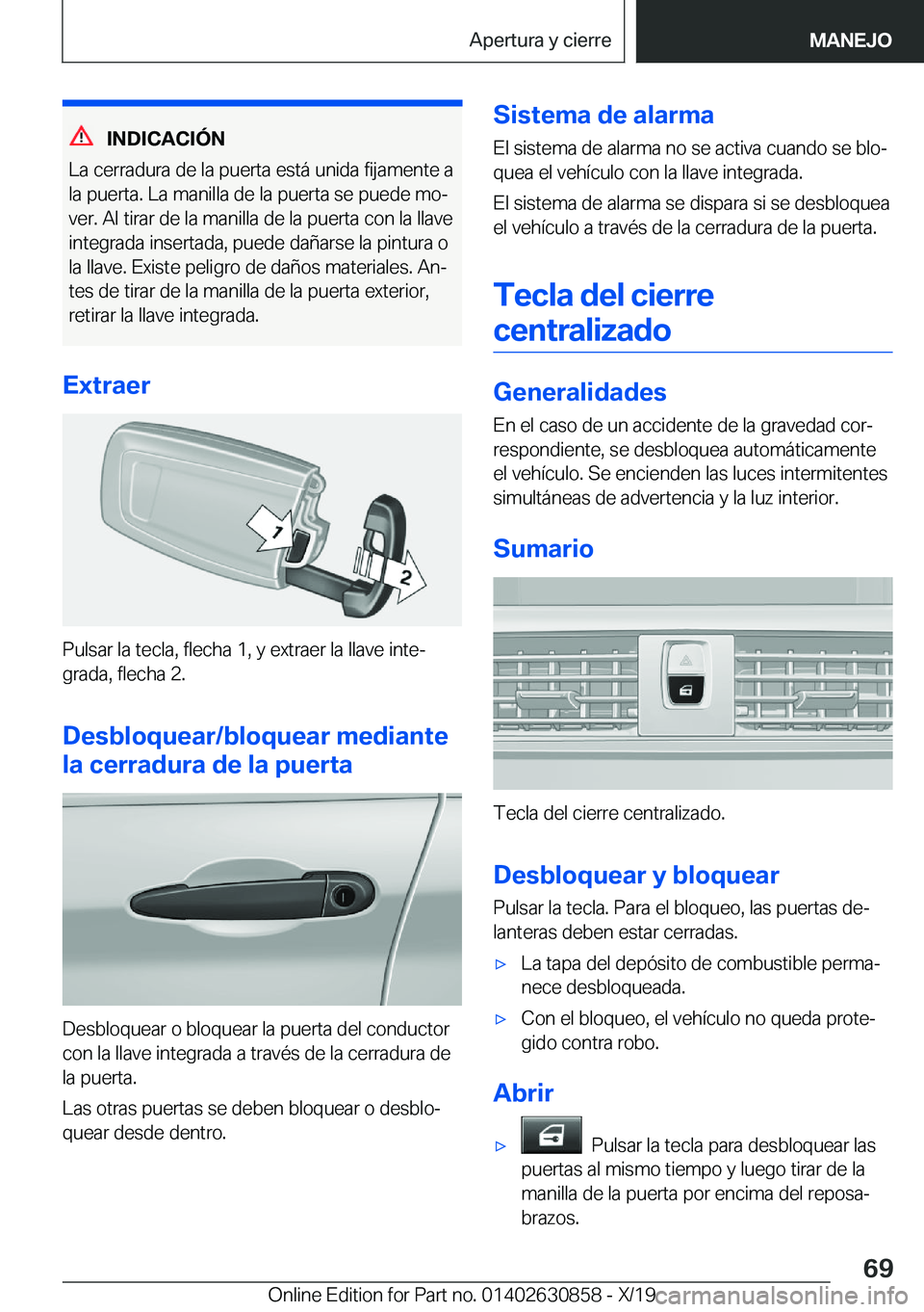 BMW 4 SERIES GRAN COUPE 2020  Manuales de Empleo (in Spanish) �I�N�D�I�C�A�C�I�