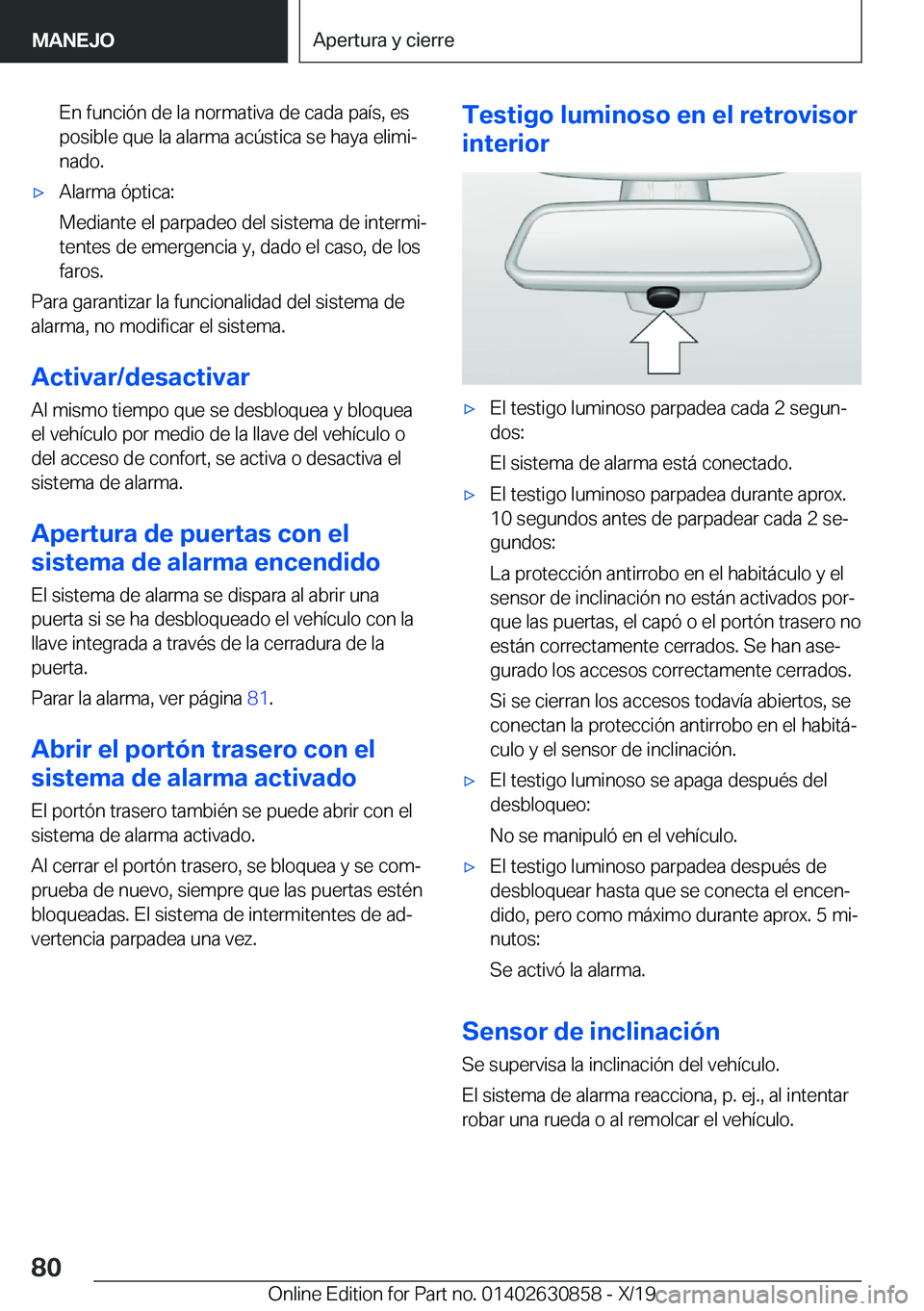BMW 4 SERIES GRAN COUPE 2020  Manuales de Empleo (in Spanish) �E�n��f�u�n�c�i�