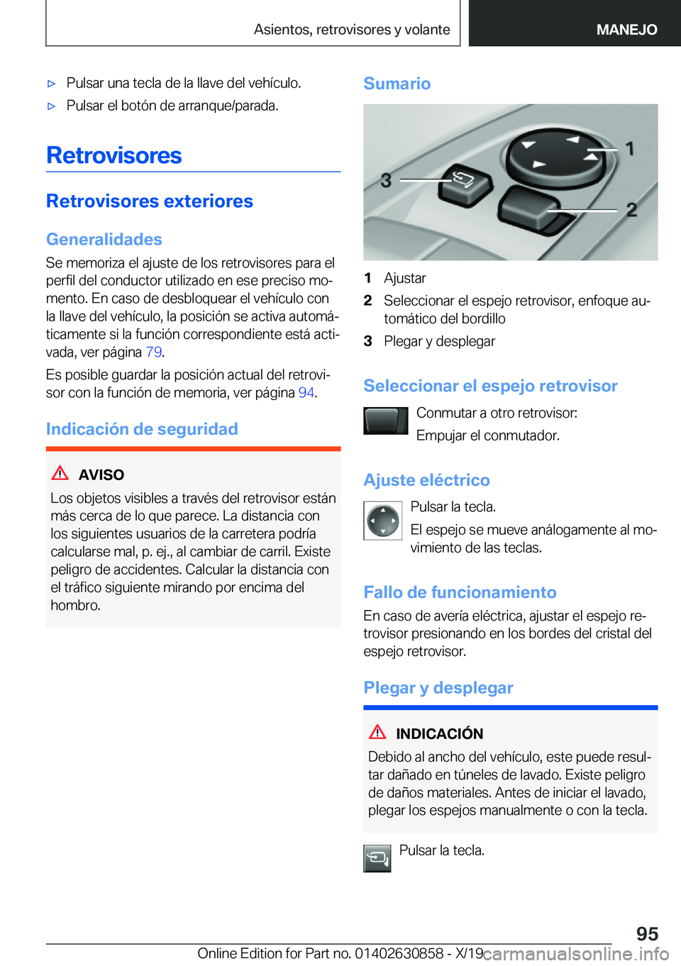 BMW 4 SERIES GRAN COUPE 2020  Manuales de Empleo (in Spanish) x�P�u�l�s�a�r��u�n�a��t�e�c�l�a��d�e��l�a��l�l�a�v�e��d�e�l��v�e�h�