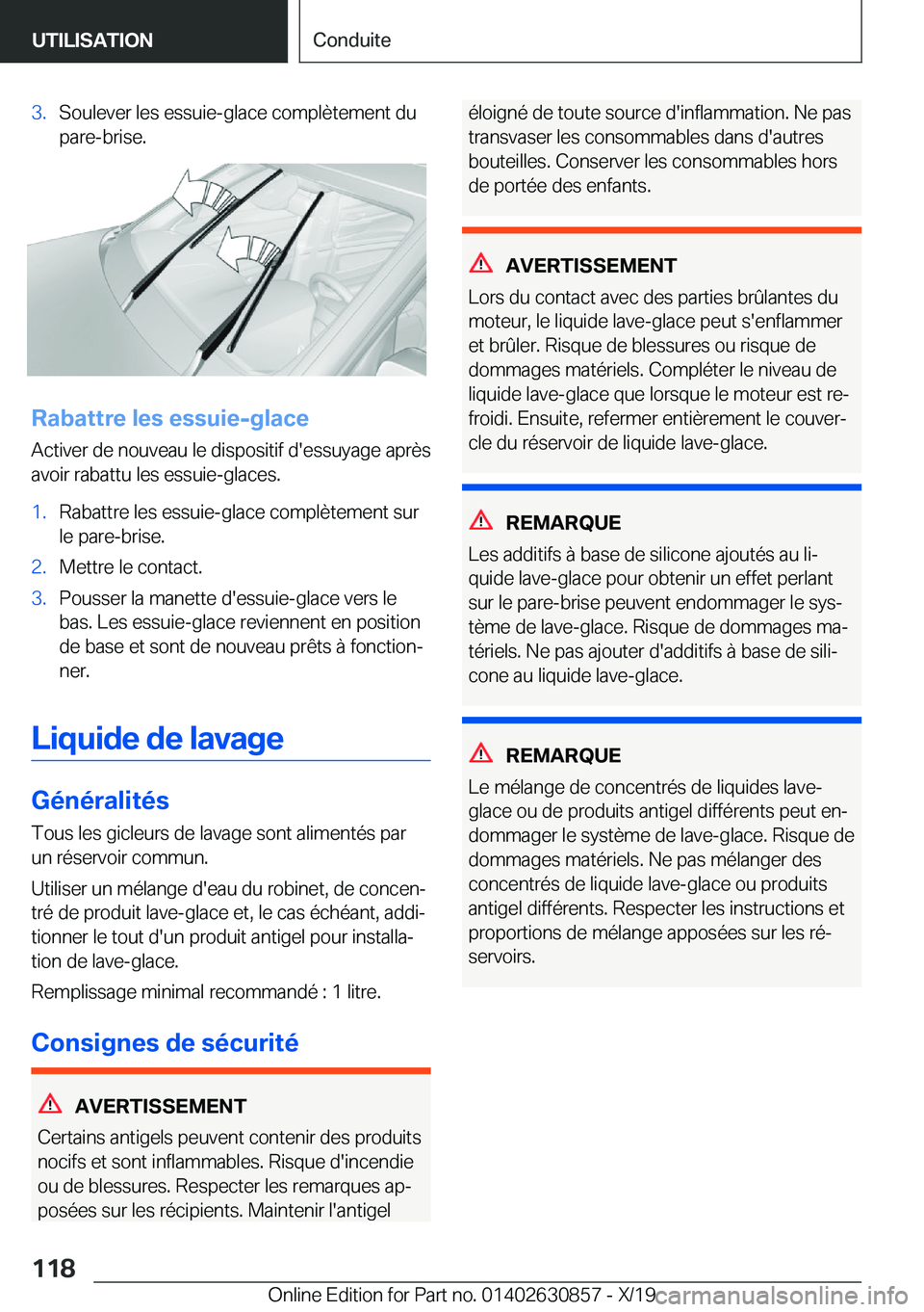 BMW 4 SERIES GRAN COUPE 2020  Notices Demploi (in French) �3�.�S�o�u�l�e�v�e�r��l�e�s��e�s�s�u�i�e�-�g�l�a�c�e��c�o�m�p�l�è�t�e�m�e�n�t��d�u
�p�a�r�e�-�b�r�i�s�e�.
�R�a�b�a�t�t�r�e��l�e�s��e�s�s�u�i�e�-�g�l�a�c�e
�A�c�t�i�v�e�r��d�e��n�o�u�v�e�a�u�