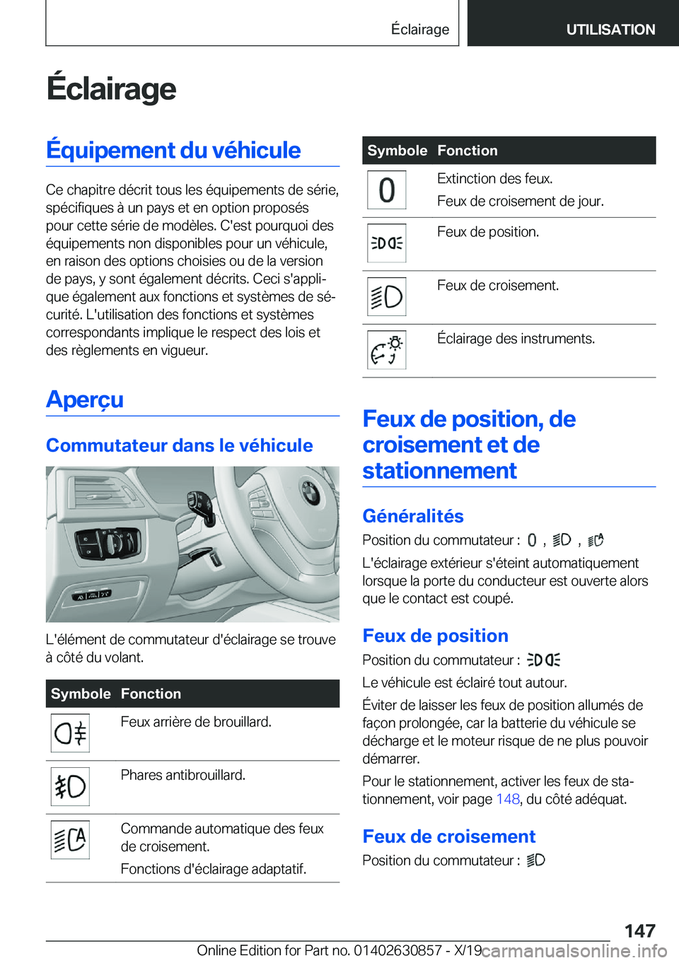 BMW 4 SERIES GRAN COUPE 2020  Notices Demploi (in French) �É�c�l�a�i�r�a�g�e�É�q�u�i�p�e�m�e�n�t��d�u��v�é�h�i�c�u�l�e
�C�e��c�h�a�p�i�t�r�e��d�é�c�r�i�t��t�o�u�s��l�e�s��é�q�u�i�p�e�m�e�n�t�s��d�e��s�é�r�i�e�,�s�p�é�c�i�f�i�q�u�e�s��