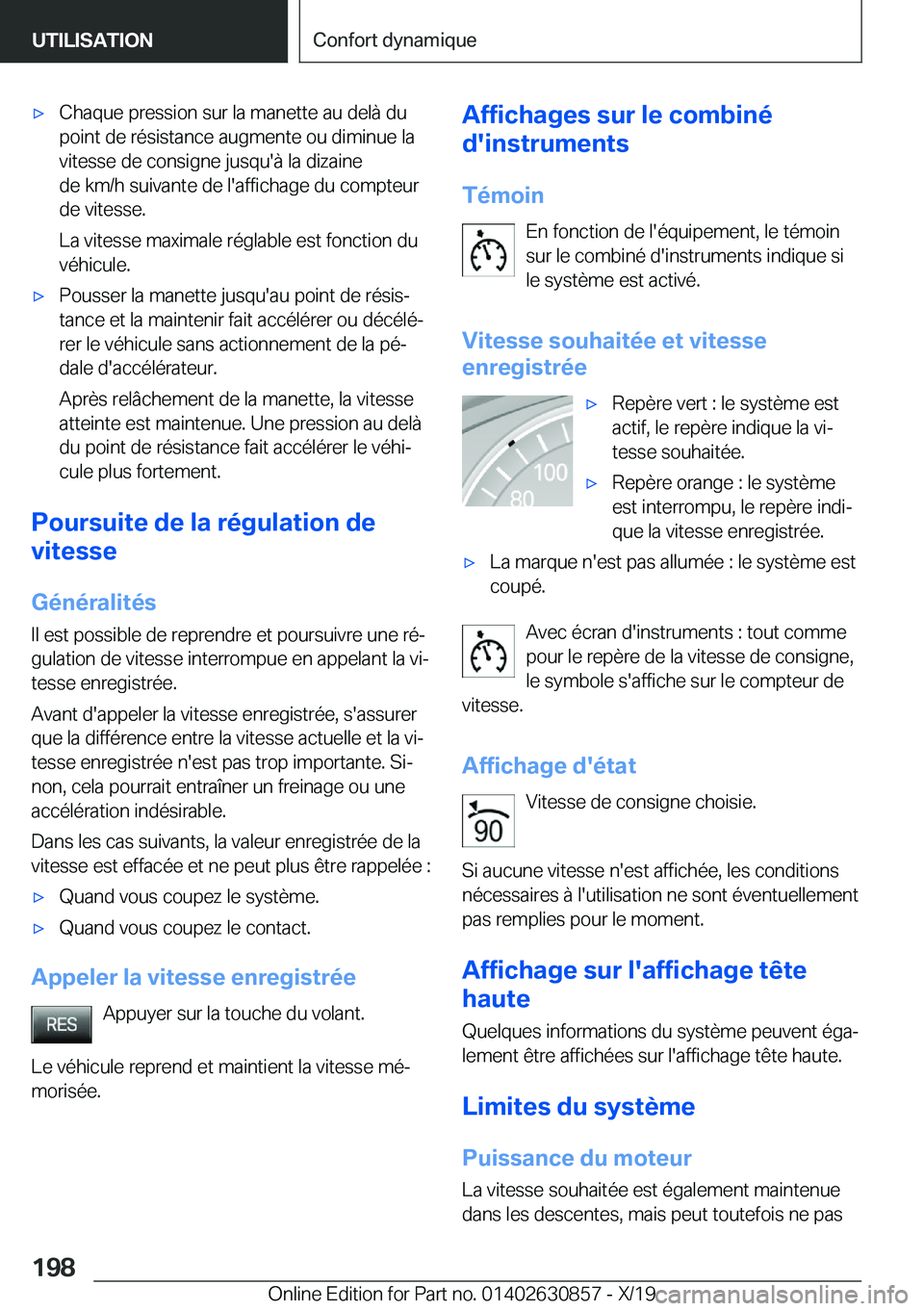 BMW 4 SERIES GRAN COUPE 2020  Notices Demploi (in French) 'x�C�h�a�q�u�e��p�r�e�s�s�i�o�n��s�u�r��l�a��m�a�n�e�t�t�e��a�u��d�e�l�