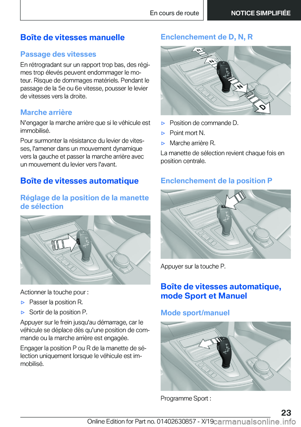 BMW 4 SERIES GRAN COUPE 2020  Notices Demploi (in French) �B�o�