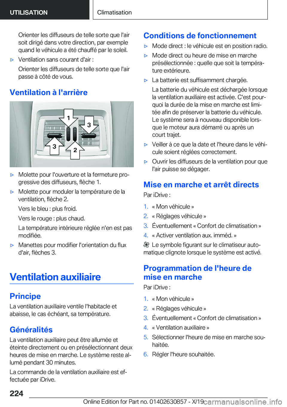 BMW 4 SERIES GRAN COUPE 2020  Notices Demploi (in French) �O�r�i�e�n�t�e�r��l�e�s��d�i�f�f�u�s�e�u�r�s��d�e��t�e�l�l�e��s�o�r�t�e��q�u�e��l�'�a�i�r
�s�o�i�t��d�i�r�i�g�é��d�a�n�s��v�o�t�r�e��d�i�r�e�c�t�i�o�n�,��p�a�r��e�x�e�m�p�l�e �q�u�a�