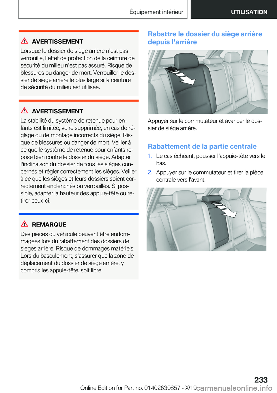BMW 4 SERIES GRAN COUPE 2020  Notices Demploi (in French) �A�V�E�R�T�I�S�S�E�M�E�N�T
�L�o�r�s�q�u�e��l�e��d�o�s�s�i�e�r��d�e��s�i�è�g�e��a�r�r�i�è�r�e��n�'�e�s�t��p�a�s
�v�e�r�r�o�u�i�l�l�é�,��l�'�e�f�f�e�t��d�e��p�r�o�t�e�c�t�i�o�n��d�
