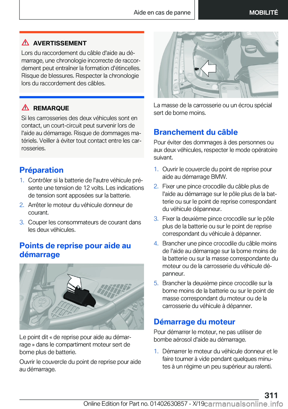 BMW 4 SERIES GRAN COUPE 2020  Notices Demploi (in French) �A�V�E�R�T�I�S�S�E�M�E�N�T
�L�o�r�s��d�u��r�a�c�c�o�r�d�e�m�e�n�t��d�u��c�