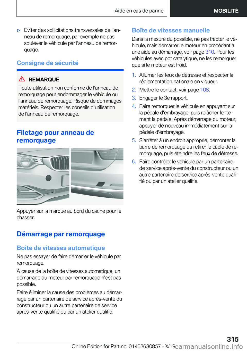 BMW 4 SERIES GRAN COUPE 2020  Notices Demploi (in French) 'x�