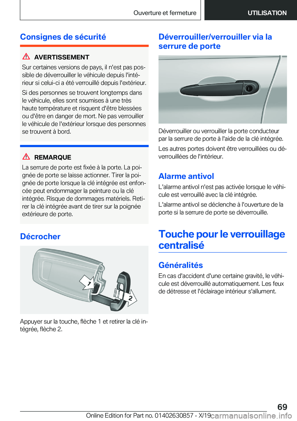 BMW 4 SERIES GRAN COUPE 2020  Notices Demploi (in French) �C�o�n�s�i�g�n�e�s��d�e��s�é�c�u�r�i�t�é
�A�V�E�R�T�I�S�S�E�M�E�N�T
�S�u�r��c�e�r�t�a�i�n�e�s��v�e�r�s�i�o�n�s��d�e��p�a�y�s�,��i�l��n�'�e�s�t��p�a�s��p�o�sj
�s�i�b�l�e��d�e��d�é�v