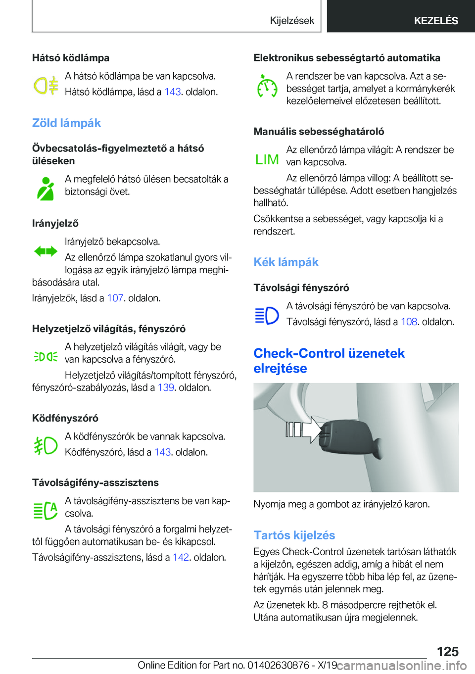 BMW 4 SERIES GRAN COUPE 2020  Kezelési útmutató (in Hungarian) �H�