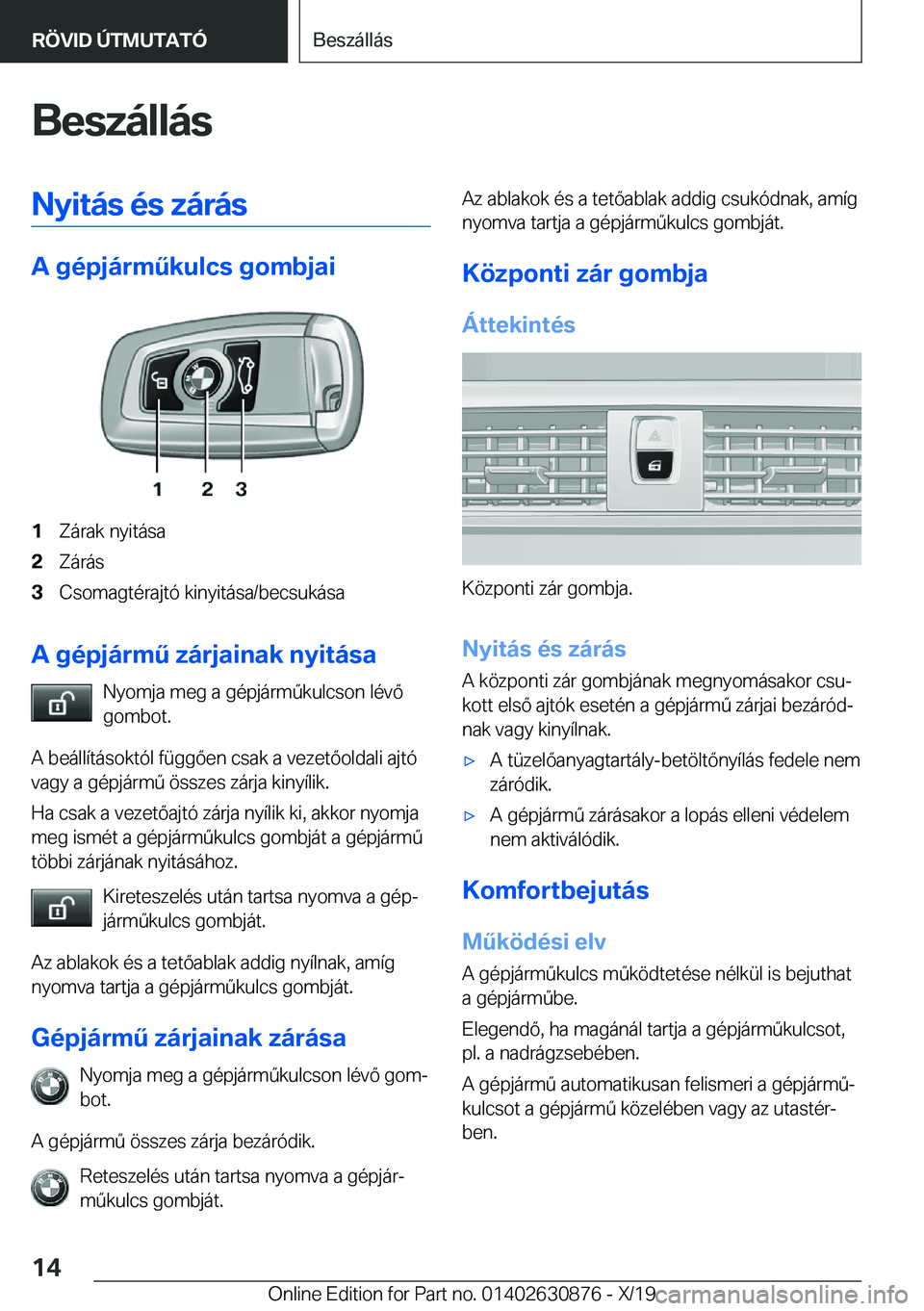 BMW 4 SERIES GRAN COUPE 2020  Kezelési útmutató (in Hungarian) �B�e�s�z�