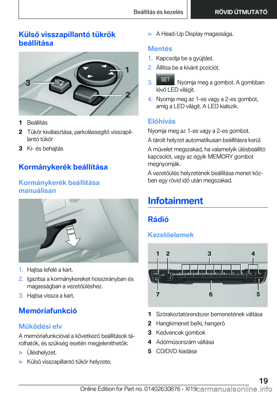BMW 4 SERIES GRAN COUPE 2020  Kezelési útmutató (in Hungarian) �K�