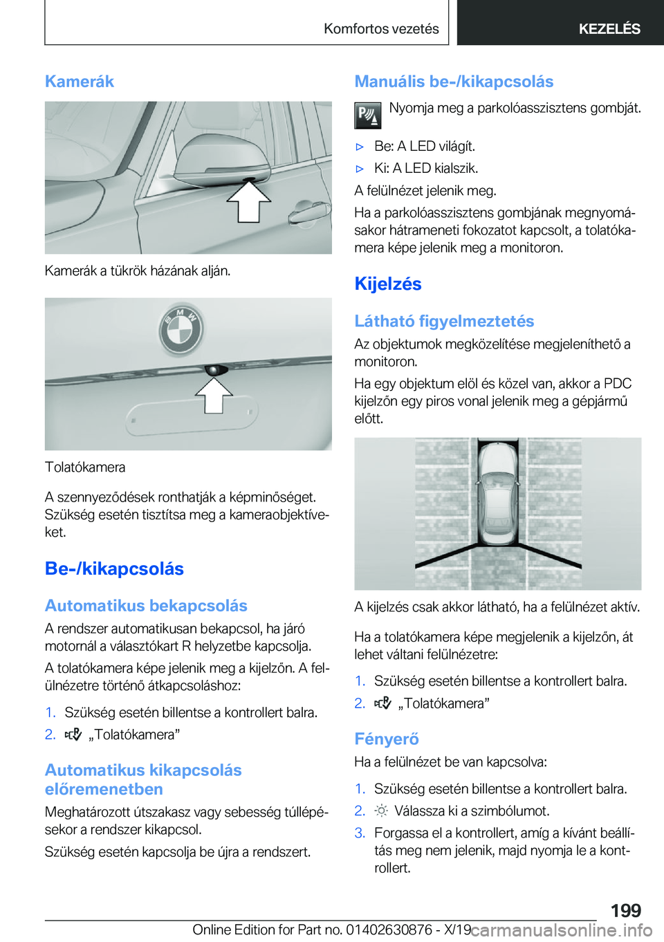 BMW 4 SERIES GRAN COUPE 2020  Kezelési útmutató (in Hungarian) �K�a�m�e�r�