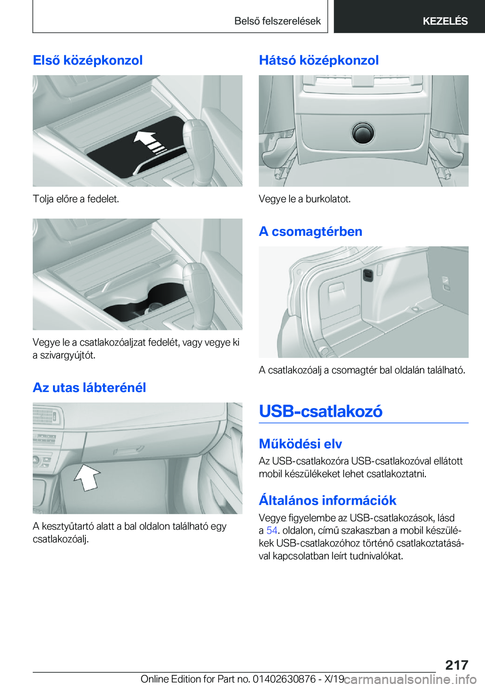 BMW 4 SERIES GRAN COUPE 2020  Kezelési útmutató (in Hungarian) �E�l�s�