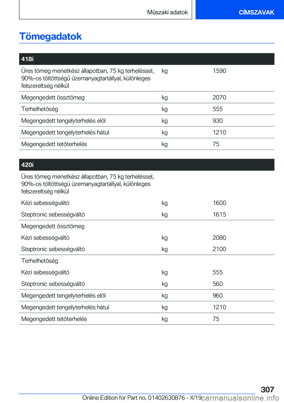 BMW 4 SERIES GRAN COUPE 2020  Kezelési útmutató (in Hungarian) �T�