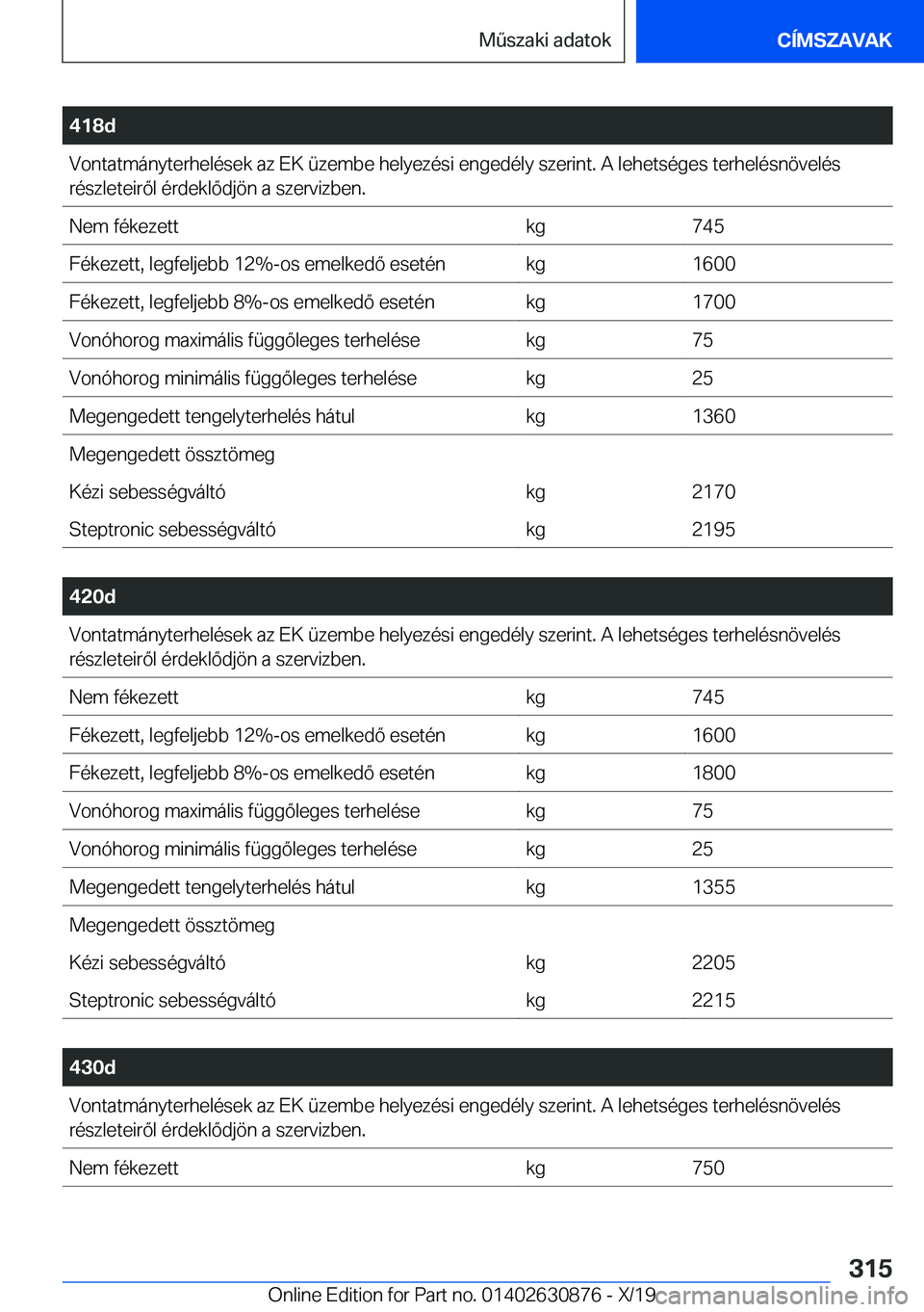 BMW 4 SERIES GRAN COUPE 2020  Kezelési útmutató (in Hungarian) �4�1�8�d�V�o�n�t�a�t�m�