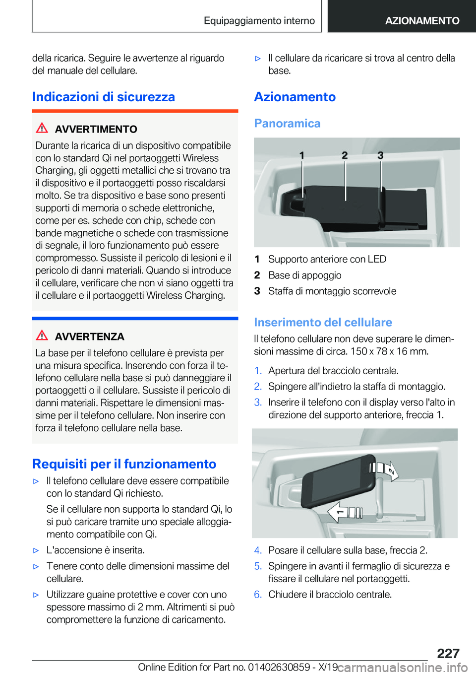 BMW 4 SERIES GRAN COUPE 2020  Libretti Di Uso E manutenzione (in Italian) �d�e�l�l�a��r�i�c�a�r�i�c�a�.��S�e�g�u�i�r�e��l�e��a�v�v�e�r�t�e�n�z�e��a�l��r�i�g�u�a�r�d�o
�d�e�l��m�a�n�u�a�l�e��d�e�l��c�e�l�l�u�l�a�r�e�.
�I�n�d�i�c�a�z�i�o�n�i��d�i��s�i�c�u�r�e�z�z�a