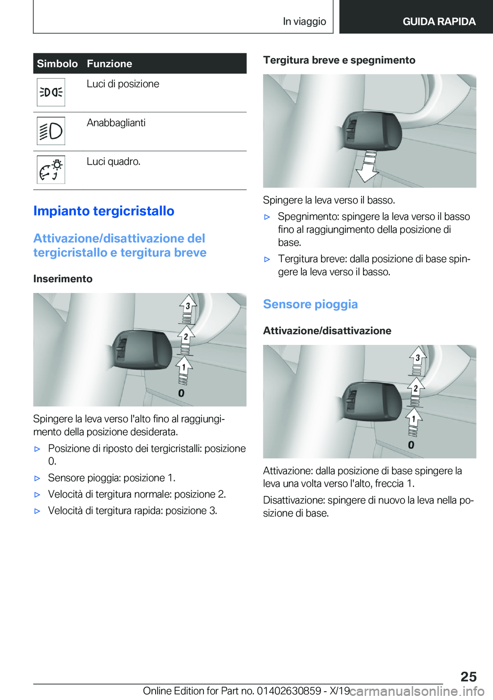 BMW 4 SERIES GRAN COUPE 2020  Libretti Di Uso E manutenzione (in Italian) �S�i�m�b�o�l�o�F�u�n�z�i�o�n�e�L�u�c�i��d�i��p�o�s�i�z�i�o�n�e�A�n�a�b�b�a�g�l�i�a�n�t�i�L�u�c�i��q�u�a�d�r�o�.
�I�m�p�i�a�n�t�o��t�e�r�g�i�c�r�i�s�t�a�l�l�o
�A�t�t�i�v�a�z�i�o�n�e�/�d�i�s�a�t�t�i