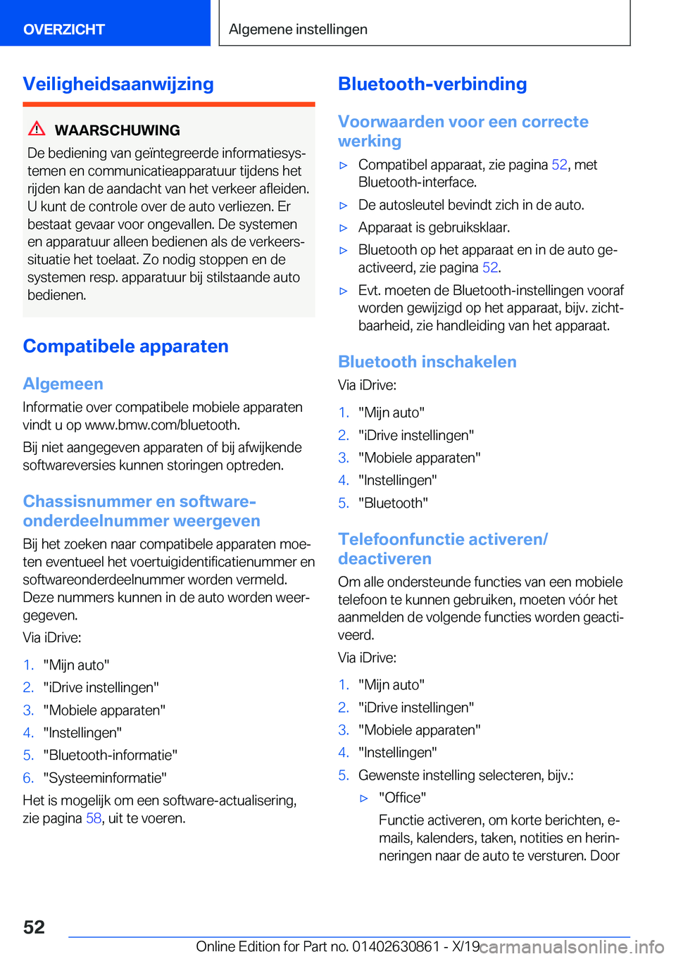 BMW 4 SERIES GRAN COUPE 2020  Instructieboekjes (in Dutch) �V�e�i�l�i�g�h�e�i�d�s�a�a�n�w�i�j�z�i�n�g
�W�A�A�R�S�C�H�U�W�I�N�G
�D�e��b�e�d�i�e�n�i�n�g��v�a�n��g�e�