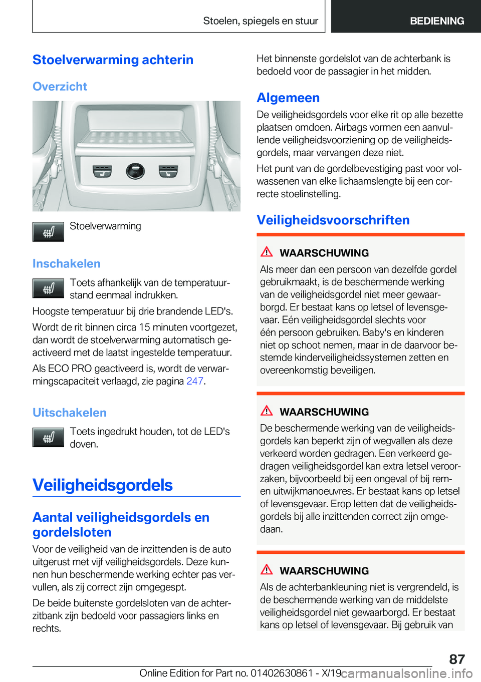 BMW 4 SERIES GRAN COUPE 2020  Instructieboekjes (in Dutch) �S�t�o�e�l�v�e�r�w�a�r�m�i�n�g��a�c�h�t�e�r�i�n
�O�v�e�r�z�i�c�h�t
�S�t�o�e�l�v�e�r�w�a�r�m�i�n�g
�I�n�s�c�h�a�k�e�l�e�n �T�o�e�t�s��a�f�h�a�n�k�e�l�i�j�k��v�a�n��d�e��t�e�m�p�e�r�a�t�u�u�rj
�s�