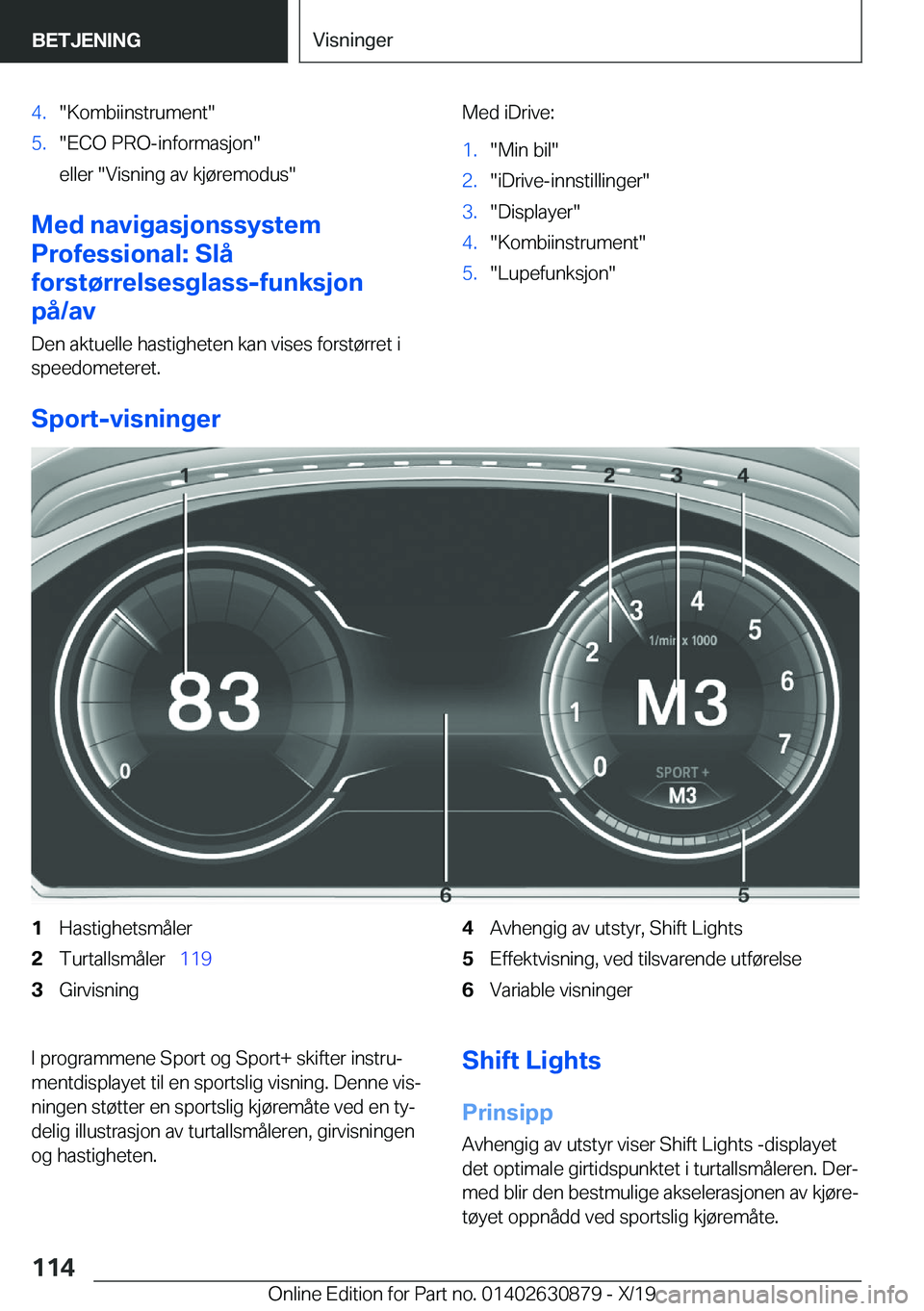 BMW 4 SERIES GRAN COUPE 2020  InstruksjonsbØker (in Norwegian) �4�.��K�o�m�b�i�i�n�s�t�r�u�m�e�n�t��5�.��E�C�O��P�R�O�-�i�n�f�o�r�m�a�s�j�o�n�
�e�l�l�e�r���V�i�s�n�i�n�g��a�v��k�j�
