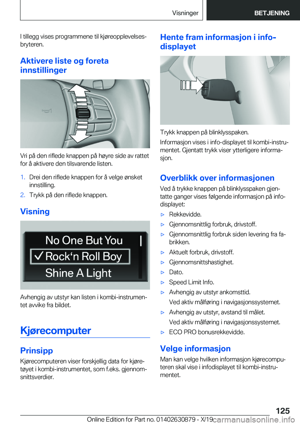 BMW 4 SERIES GRAN COUPE 2020  InstruksjonsbØker (in Norwegian) �I��t�i�l�l�e�g�g��v�i�s�e�s��p�r�o�g�r�a�m�m�e�n�e��t�i�l��k�j�