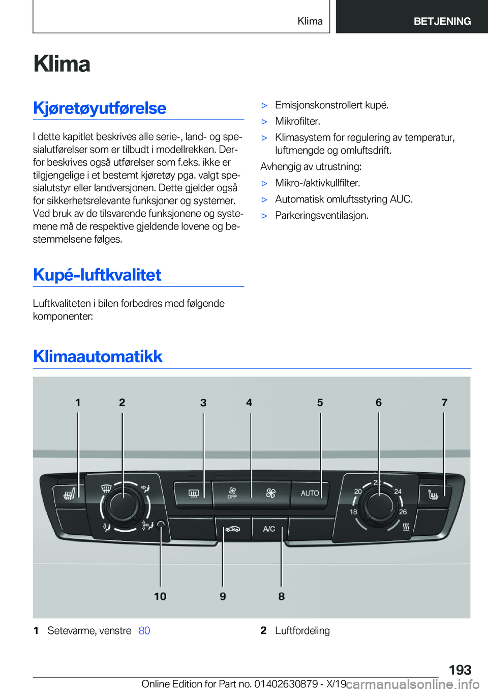 BMW 4 SERIES GRAN COUPE 2020  InstruksjonsbØker (in Norwegian) �K�l�i�m�a�K�j�