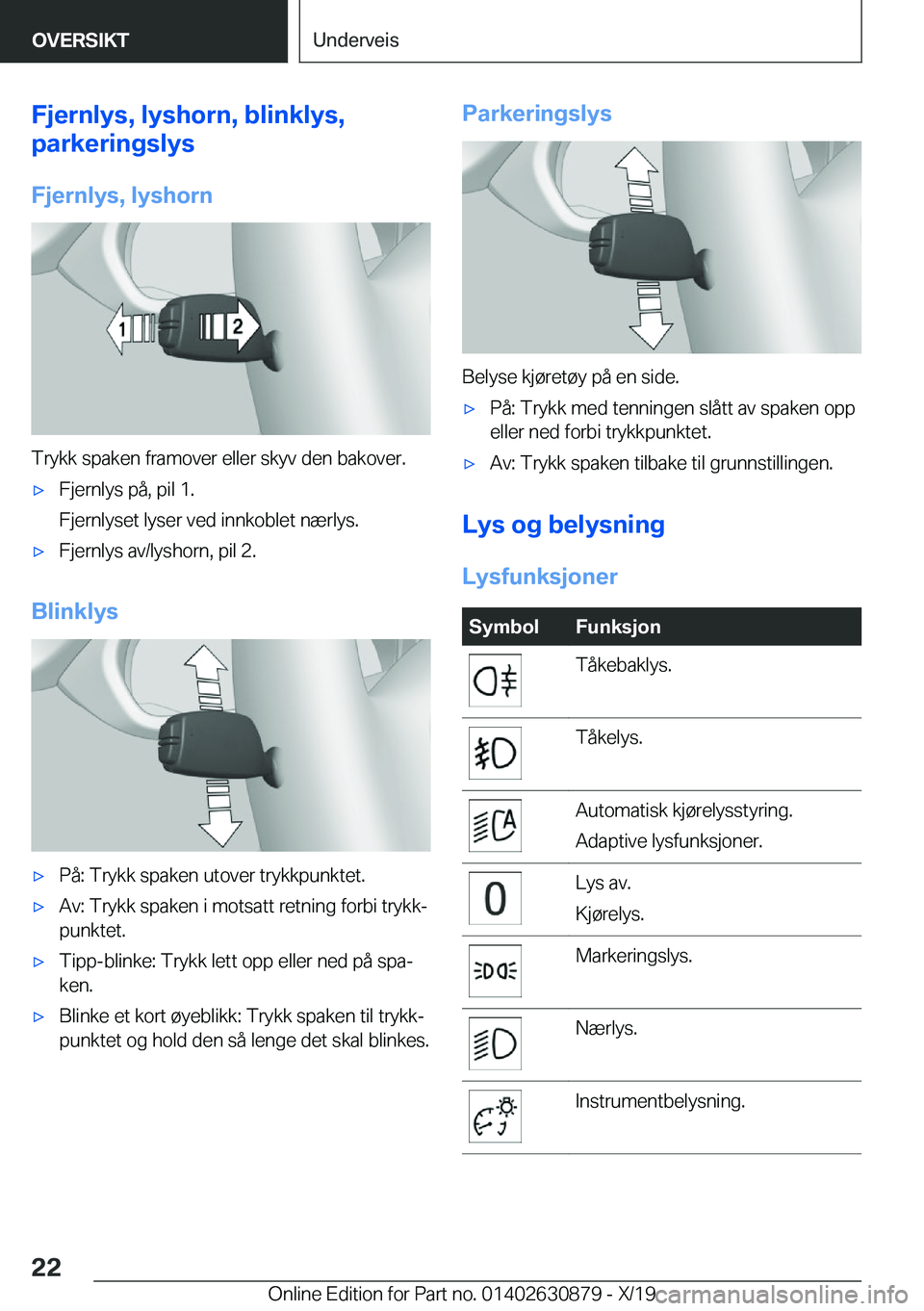 BMW 4 SERIES GRAN COUPE 2020  InstruksjonsbØker (in Norwegian) �F�j�e�r�n�l�y�s�,��l�y�s�h�o�r�n�,��b�l�i�n�k�l�y�s�,
�p�a�r�k�e�r�i�n�g�s�l�y�s
�F�j�e�r�n�l�y�s�,��l�y�s�h�o�r�n
�T�r�y�k�k��s�p�a�k�e�n��f�r�a�m�o�v�e�r��e�l�l�e�r��s�k�y�v��d�e�n��b�a�k�