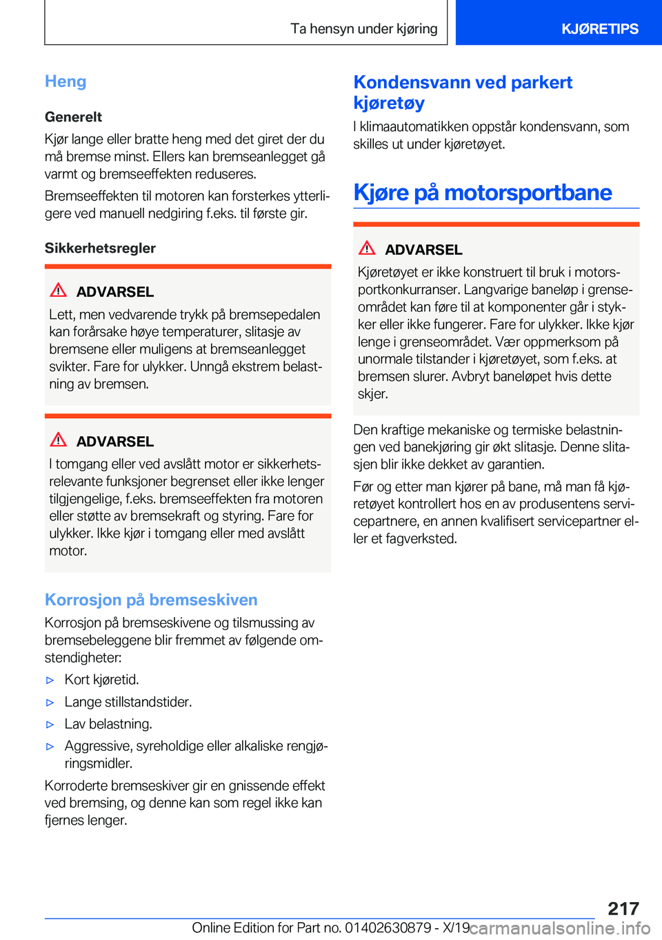 BMW 4 SERIES GRAN COUPE 2020  InstruksjonsbØker (in Norwegian) �H�e�n�g
�G�e�n�e�r�e�l�t
�K�j�
