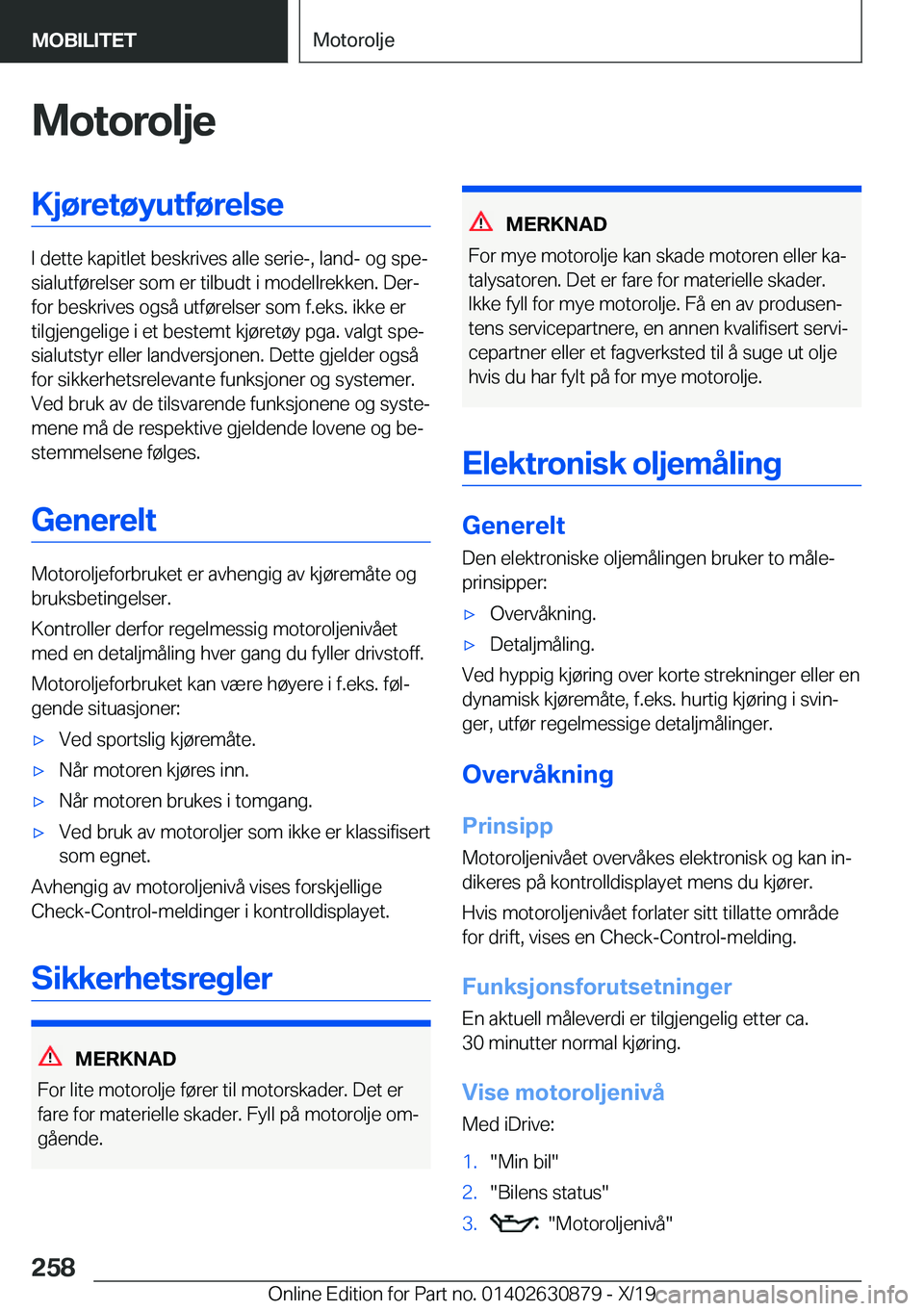 BMW 4 SERIES GRAN COUPE 2020  InstruksjonsbØker (in Norwegian) �M�o�t�o�r�o�l�j�e�K�j�