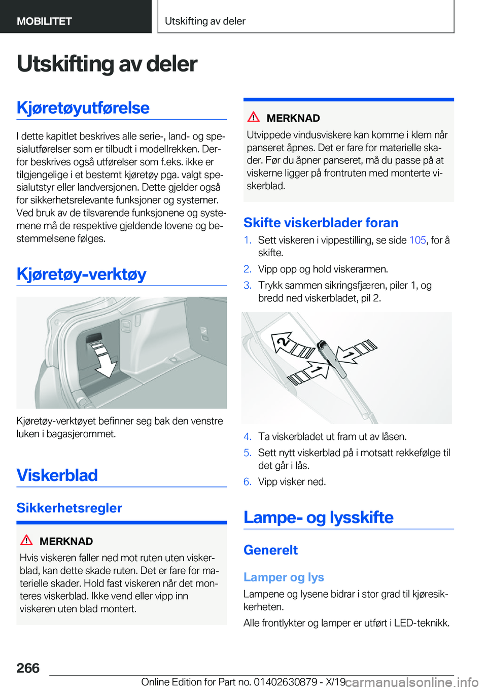 BMW 4 SERIES GRAN COUPE 2020  InstruksjonsbØker (in Norwegian) �U�t�s�k�i�f�t�i�n�g��a�v��d�e�l�e�r�K�j�