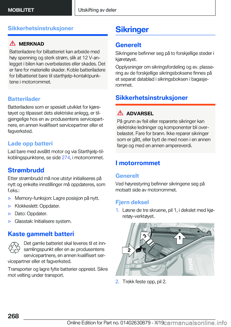 BMW 4 SERIES GRAN COUPE 2020  InstruksjonsbØker (in Norwegian) �S�i�k�k�e�r�h�e�t�s�i�n�s�t�r�u�k�s�j�o�n�e�r
�M�E�R�K�N�A�D
�B�a�t�t�e�r�i�l�a�d�e�r�e��f�o�r��b�i�l�b�a�t�t�e�r�i�e�t��k�a�n��a�r�b�e�i�d�e��m�e�d
�h�