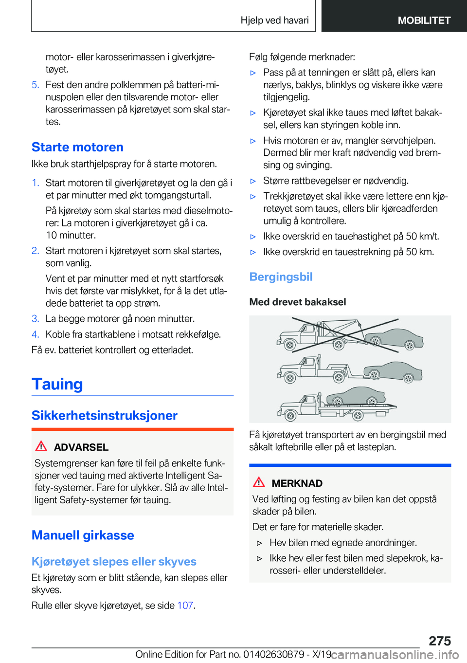 BMW 4 SERIES GRAN COUPE 2020  InstruksjonsbØker (in Norwegian) �m�o�t�o�r�-��e�l�l�e�r��k�a�r�o�s�s�e�r�i�m�a�s�s�e�n��i��g�i�v�e�r�k�j�