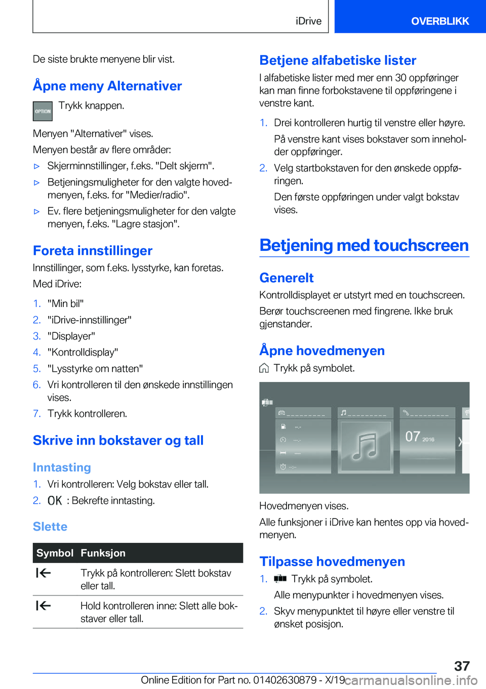 BMW 4 SERIES GRAN COUPE 2020  InstruksjonsbØker (in Norwegian) �D�e��s�i�s�t�e��b�r�u�k�t�e��m�e�n�y�e�n�e��b�l�i�r��v�i�s�t�.
�